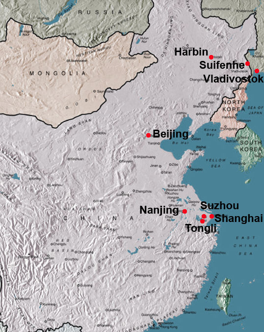 The map of our trip Map of China